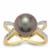 Tahitian Cultured Pearl Ring with White Zircon in 9K Gold  (10 MM)
