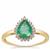 Zambian Emerald Ring with White Zircon in 9K Gold 1ct