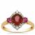 Comeria Garnet Ring with White Zircon in 9K Gold 1.90cts
