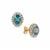 Blue Zircon Earrings with White Zircon in 9K Gold 2.85cts