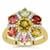 Multi-Colour Tourmaline Ring with White Zircon in Gold Plated Sterling Silver 2.75cts