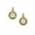 Lehrer Quasar Cut Prasiolite Earrings with White Zircon in 9K Gold 2.60cts
