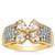 Idar Pink Morganite, Rainbow Moonstone Ring with White Zircon in 9K Gold 1.65cts