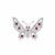 Victorian style Burmese Ruby Butterfly Brooch with White Zircon in Sterling Silver 9.05cts