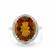 Cognac Quartz Ring with White Zircon in Sterling Silver 7.90cts