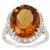 Cognac Quartz Ring with White Zircon in Sterling Silver 7.90cts