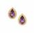 Unheated Purple Sapphire Earrings in 9K Gold 0.75ct