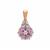 Wobito Snowflake Cut Fancy Pink Topaz & White Zircon 9K Rose Gold Pendant ATGW 5.95cts