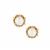 Freshwater Cultured Carved Pearl Earrings with White Zircon in Gold Tone Sterling Silver (9mm)