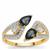 Australian Blue Sapphire Ring with White Zircon in 9K Gold 1.65cts