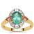 Botli Green Apatite, Pink Tourmaline Ring with White Zircon in 9K Gold 2.20cts