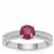 Kenyan Ruby Ring with White Zircon in Sterling Silver 1.30cts