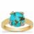 Sonora Turquoise Ring with White Zircon in Gold Plated Sterling Silver 3.45cts