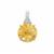 Honeycomb Cut Diamantina Citrine Pendant with White Zircon in Sterling Silver 5.70cts