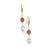 Kaori Freshwater Cultured Pearl, Strawberry Quartz, White Zircon & Optic Quartz Earrings in Gold Tone Sterling Silver 
