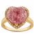 Strawberry Quartz Ring with White Zircon in Gold Tone Sterling Silver 7.04cts