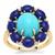 Sleeping Beauty Turquoise, Sar-i-Sang Lapis Lazuli Ring with White Zircon in 9K Gold 6.90cts