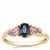 Blue, Pink Sapphire Ring with White Zirco in 9K Gold 1.45cts