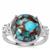 Egyptian Turquoise Ring with White Zircon in Sterling Silver 7.07cts