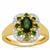Chrome Diopside Ring with White Zircon in Gold Plated Sterling Silver 1cts