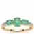 Colombian Emerald Ring with White Zircon in 9K Gold 0.95ct