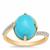 Sleeping Beauty Turquoise Ring with White Zircon in 9K Gold 4.20cts
