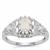 Rose Cut Serenite Ring with White Zircon in Sterling Silver 1.52cts