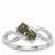 Cats Eye Enstatite Ring with White Zircon in Sterling Silver 0.96ct