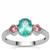 Botli Green Apatite, Pink Tourmaline Ring with White Zircon in 9K White Gold 1.60cts
