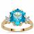 Wobito Snowflake Cut Blue Paraiba Topaz Ring with White Zircon in 9K Gold 6.10cts