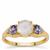 Natural Moonstone, AA Tanzanite Ring with White Zircon in 9K Gold 1.45cts