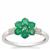 Sakota Emerald Ring with White Zircon in Sterling Silver 0.75ct