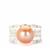 Naturally Papaya Cultured Pearl Ring with White Topaz in Sterling Silver (10mm)