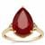 Malagasy Ruby Ring with White Zircon in 9K Gold 8cts