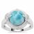 Larimar Ring with White Zircon in Sterling Silver 4.95cts