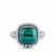 Congo Malachite Ring with White Zircon in Sterling Silver 9.10cts