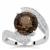 Smokey Quartz Ring with White Zircon in Sterling Silver 4.55cts