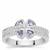 Tanzanite Ring with White Zircon in Sterling Silver 0.70cts