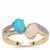 Sleeping Beauty Turquoise Ring with Ethiopian Opal, White Zircon in 9K Gold 1.55cts