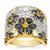 Australian Blue Sapphire, Yellow Tourmaline Ring with White Zircon in Gold Plated Sterling Silver 5.85cts