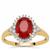 Malagasy Ruby Ring with White Zircon in 9K Gold 3.05cts (F)