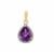 Moroccan Amethyst Pendant with White Zircon in 9K Gold 2.40cts