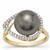 Tahitian Cultured Pearl Ring with White Zircon in 9K Gold (11 MM)