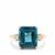 London Blue Topaz Ring with White Zircon in 9K Gold 7.45cts