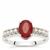 Thai Ruby Ring with Seed Pearl in Sterling Silver (2 MM)