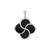 Black Onyx Pendant with White Zircon in Sterling Silver 7.85cts