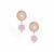 Kunzite, White Topaz & Kaori Cultured Pearl Earrings in Rose Gold Tone Sterling Silver