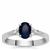 Kanchanaburi Sapphire Ring with White Zircon in Sterling Silver 1cts