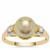 Golden South Sea Cultured Pearl Ring with White Zircon in 9K Gold (8mm)