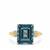London Blue Topaz Ring with White Zircon in 9K Gold 7.35cts